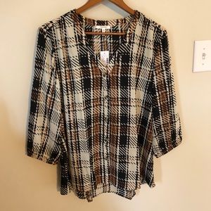 Maurices Button Up Sheer Top, sz XL, NWT!